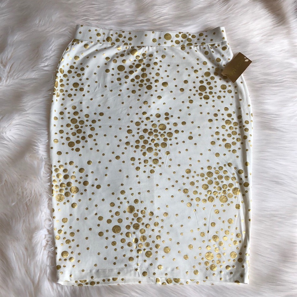 Gold Polka dot pencil skirt